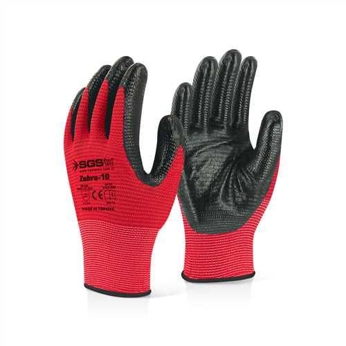 NİTRİL KAPLI ÖRME ELDİVEN KIRMIZI ZEBRA-10