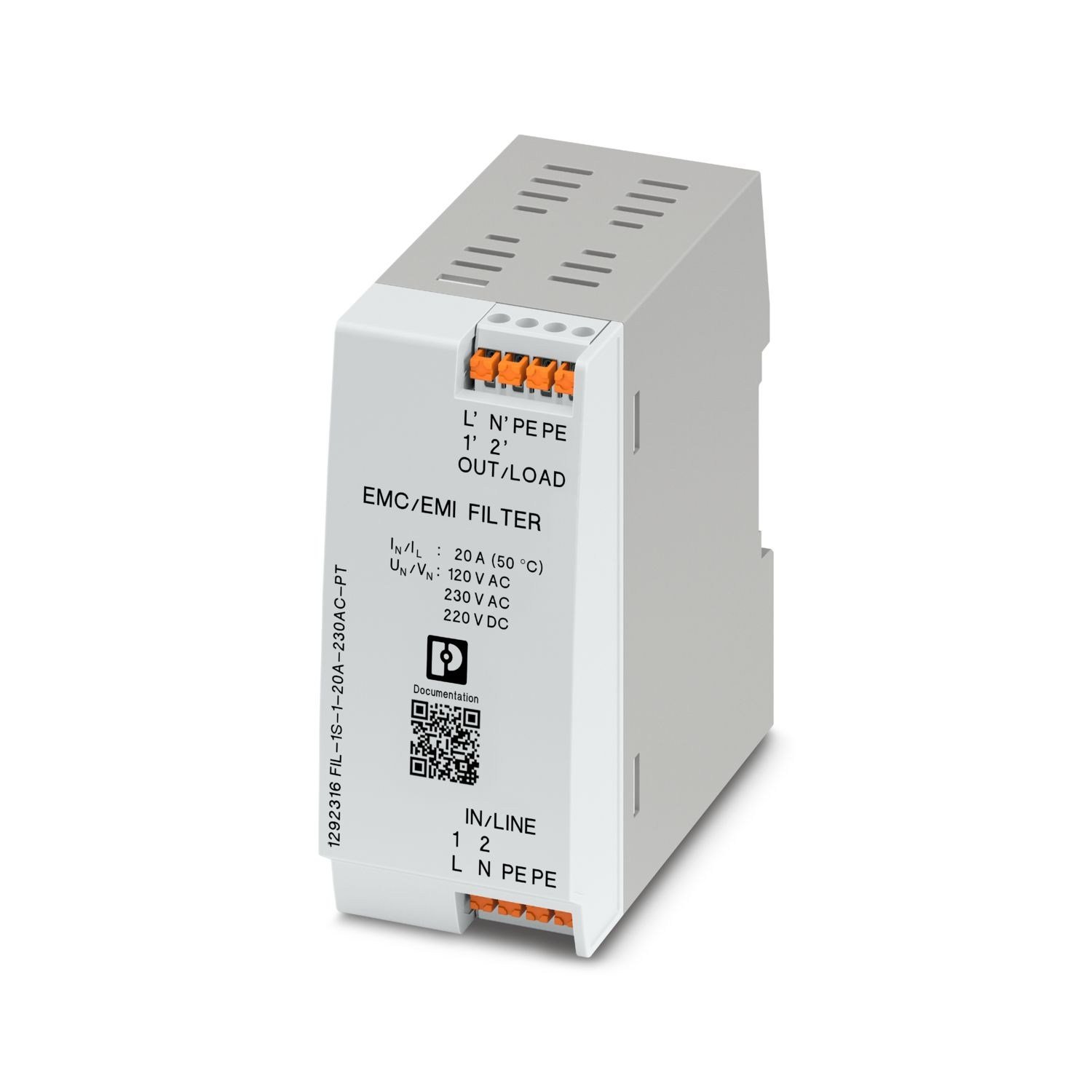 Phoenix Contact 1292316 FIL-1S-1-20A-230AC-PT - 20 A 230 V AC 220 V DC EMC Filtresi 1292316