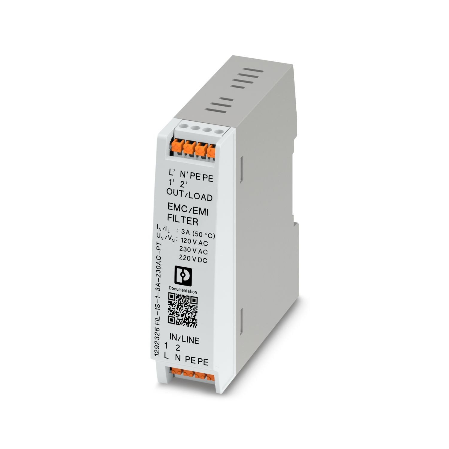Phoenix Contact 1292326 FIL-1S-1-3A-230AC-PT - 3 A 230 V AC 220 V DC EMC Filtresi 1292326