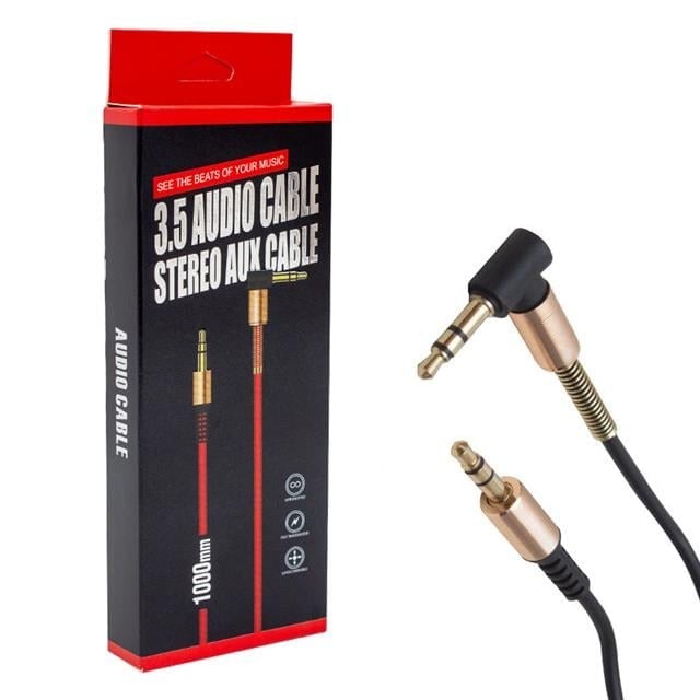 Powermaster PM-15124 1 Metre 3.5mm Erkek-Erkek 1. Kalite Kutulu L Uçlu Stereo AUX Kablo