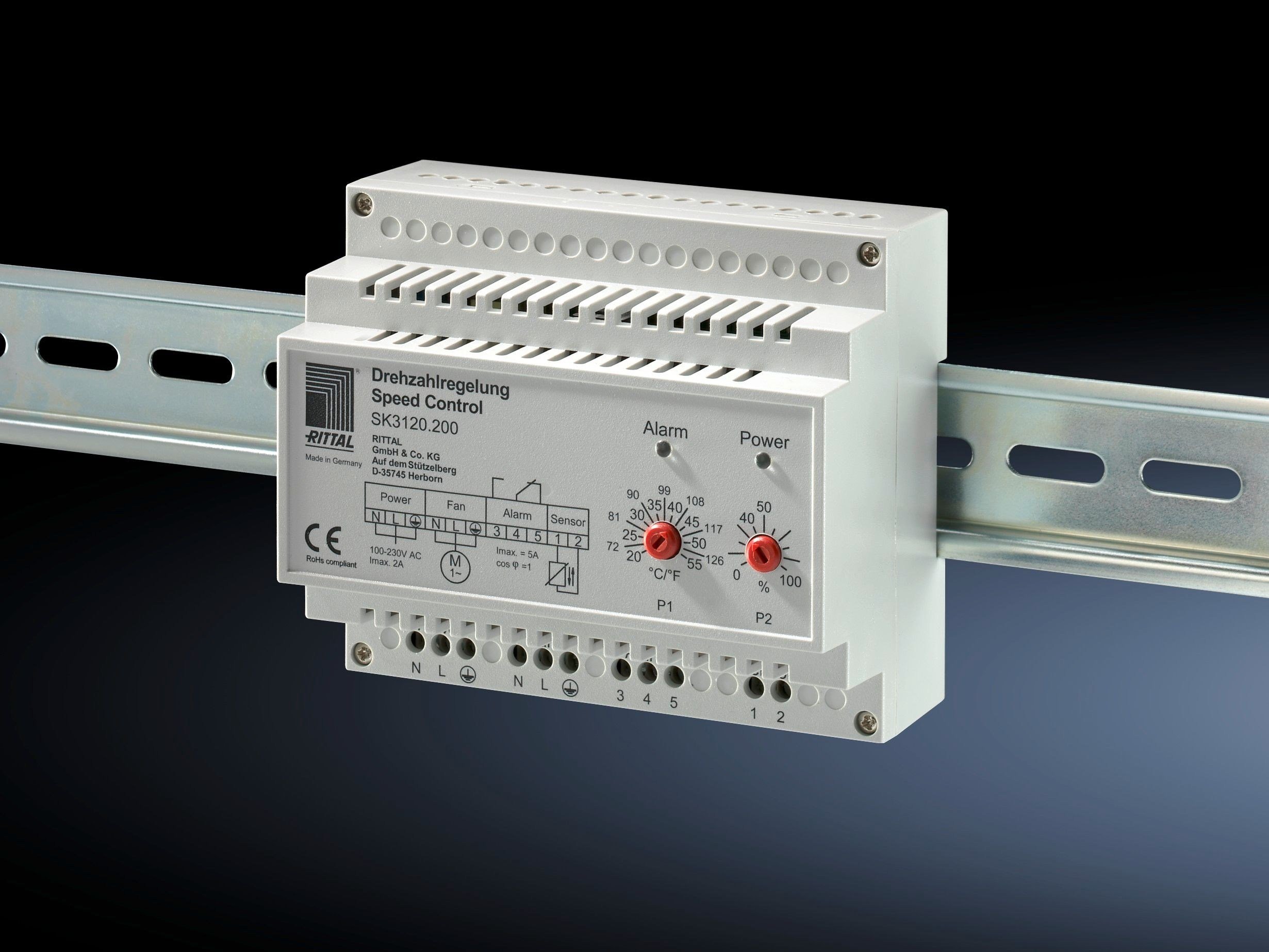 Rittal SK 3120200 Filtre Fanı ve Hava-Hava Isı Eşanjörü Devir Regülatörü 100-230 V SK 3120200