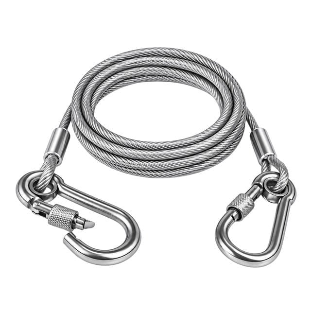 Sunup SN-38106 2 Metre Çelik Köpek Bağlama Halatı Kilitli Karabina PVC Kaplamalı