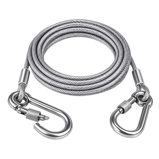 Sunup SN-38107 5 Metre Çelik Köpek Bağlama Halatı Kilitli Karabina PVC Kaplamalı