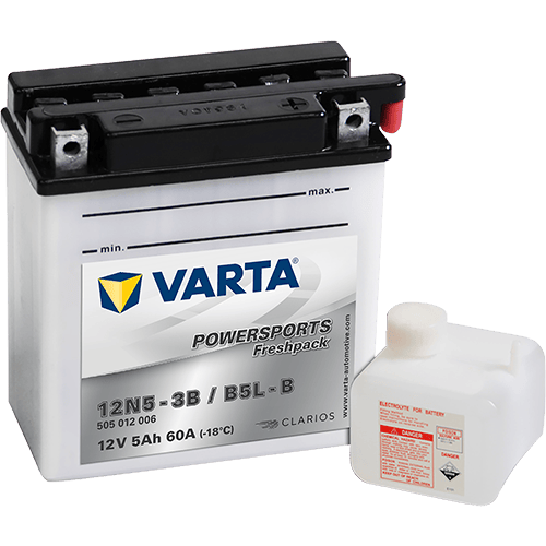 VARTA Powersports Freshpack 12V 5Ah 60A – 12N5-3B / B5L-B | Motosiklet Aküsü