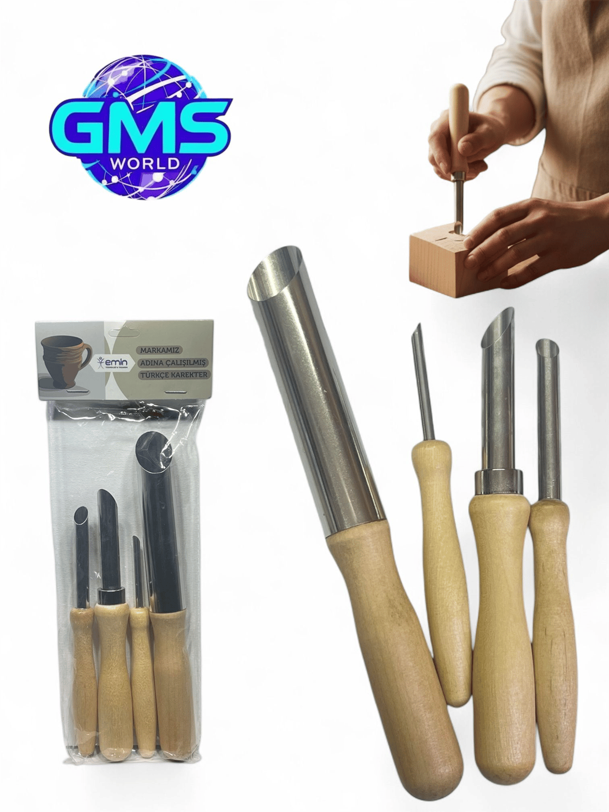 4 LÜ AHŞAP OYMA SETİ KOD: EM-5060