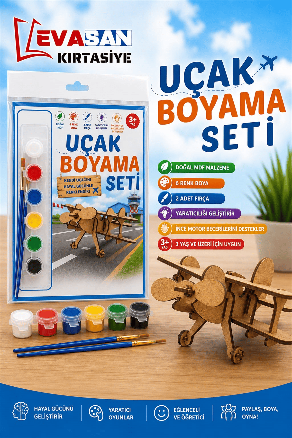 ALG-6013 UÇAK AHŞAP BOYAMA SETİ