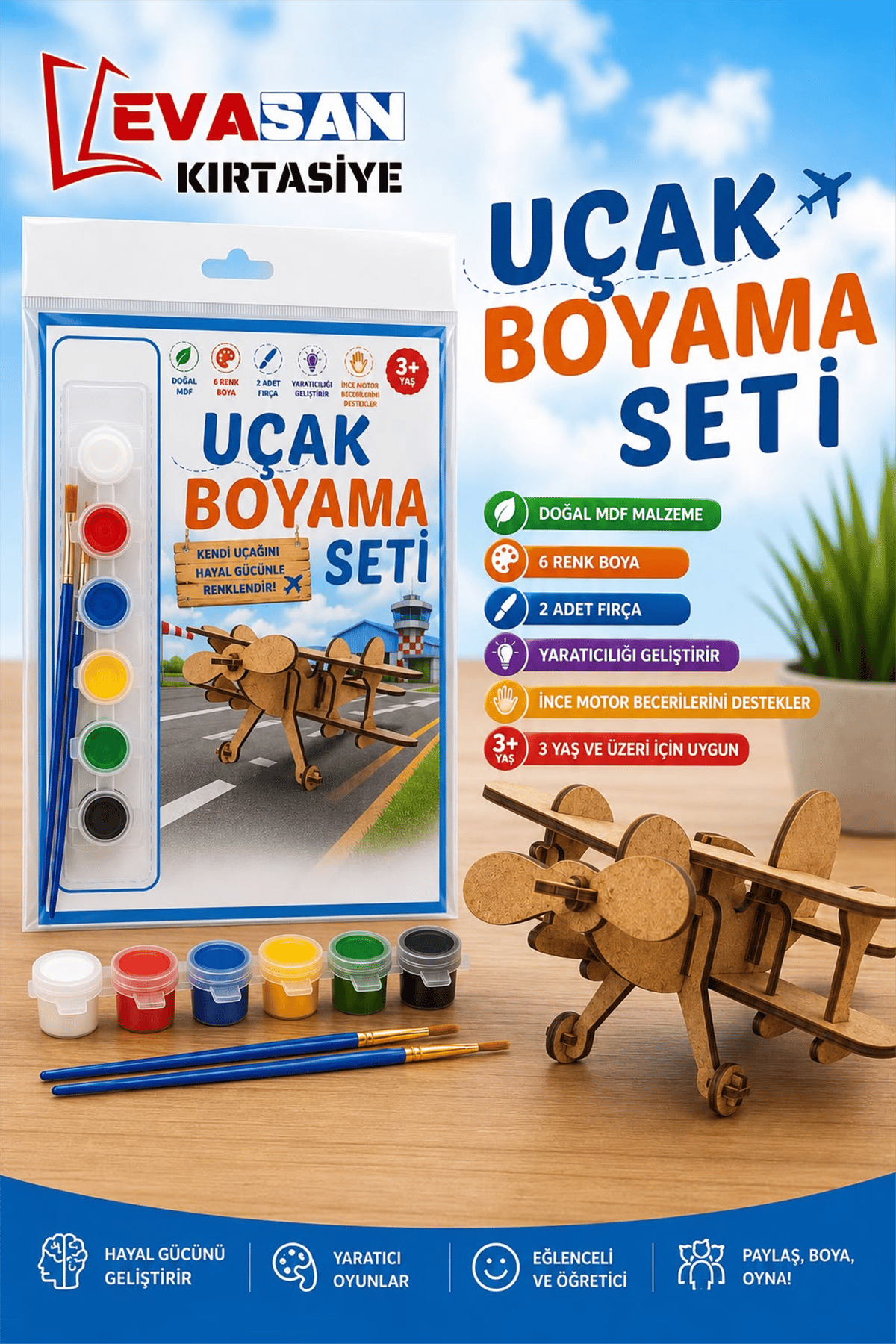 ALG-6013 UÇAK AHŞAP BOYAMA SETİ