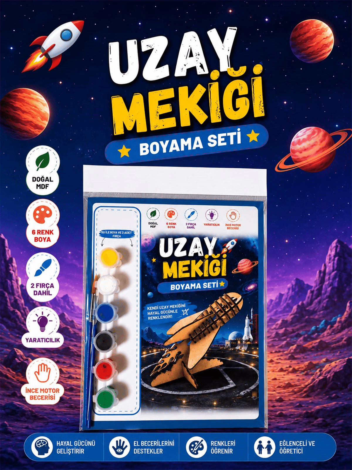 ALG-6014 UZAY MEKİĞİ AHŞAP BOYAMA SETİ