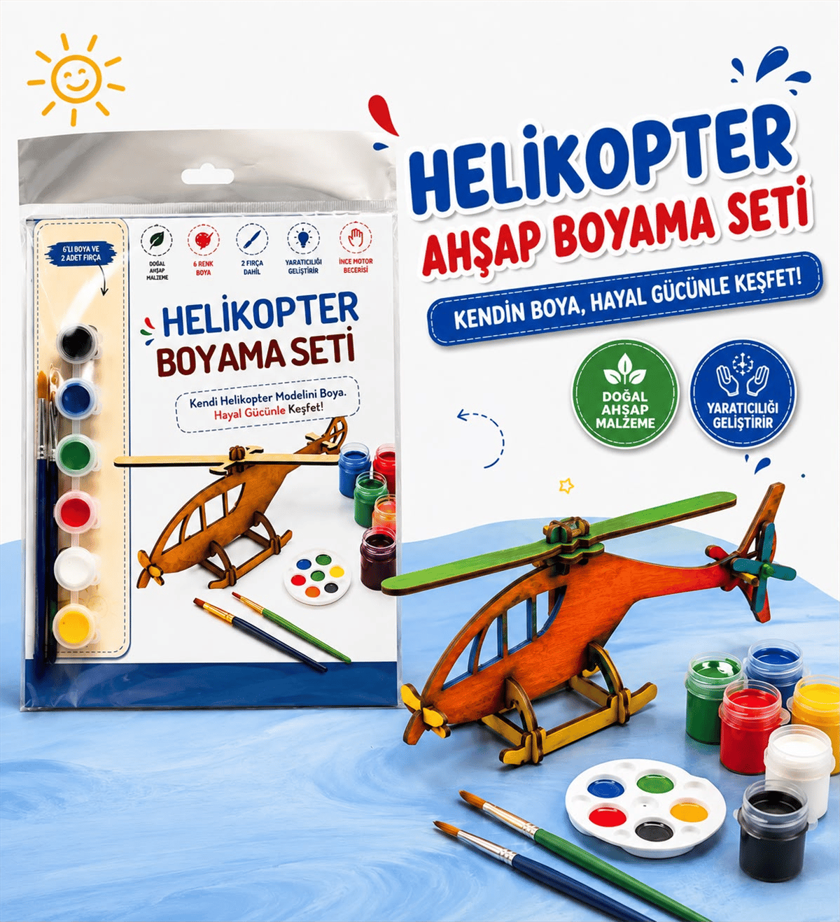 ALG-6018 HELİKOPTER AHŞAP BOYAMA SETİ