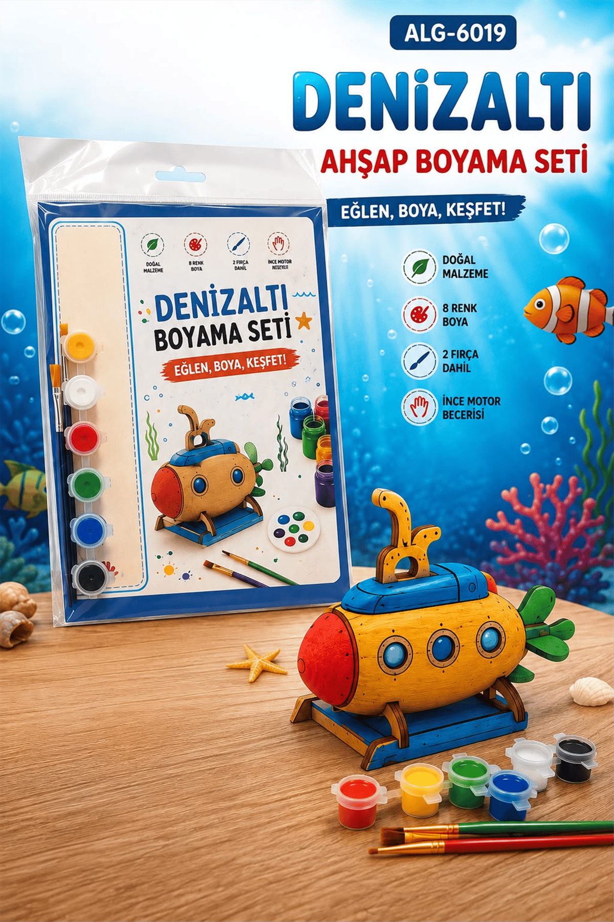 ALG-6019 DENİZALTI AHŞAP BOYAMA SETİ