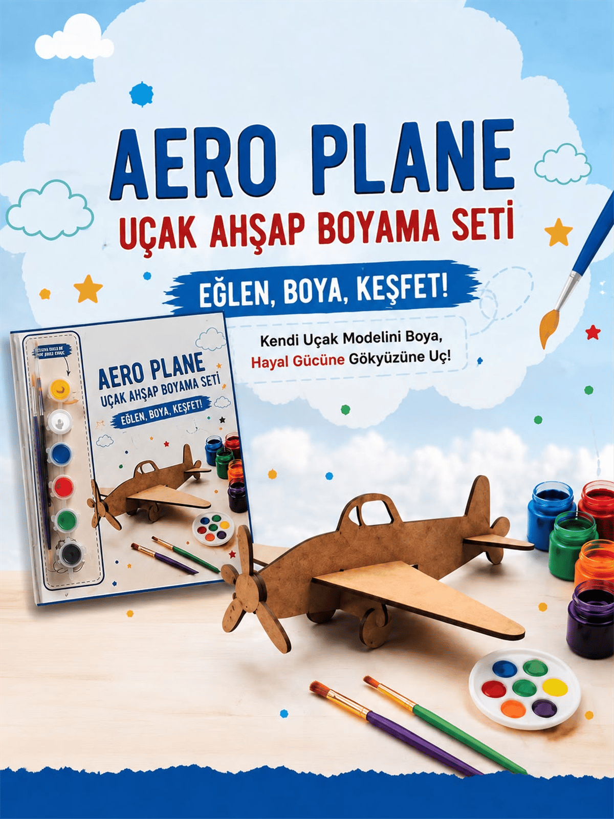 ALG-6020 AERO PLANE UÇAK AHŞAP BOYAMA SETİ 