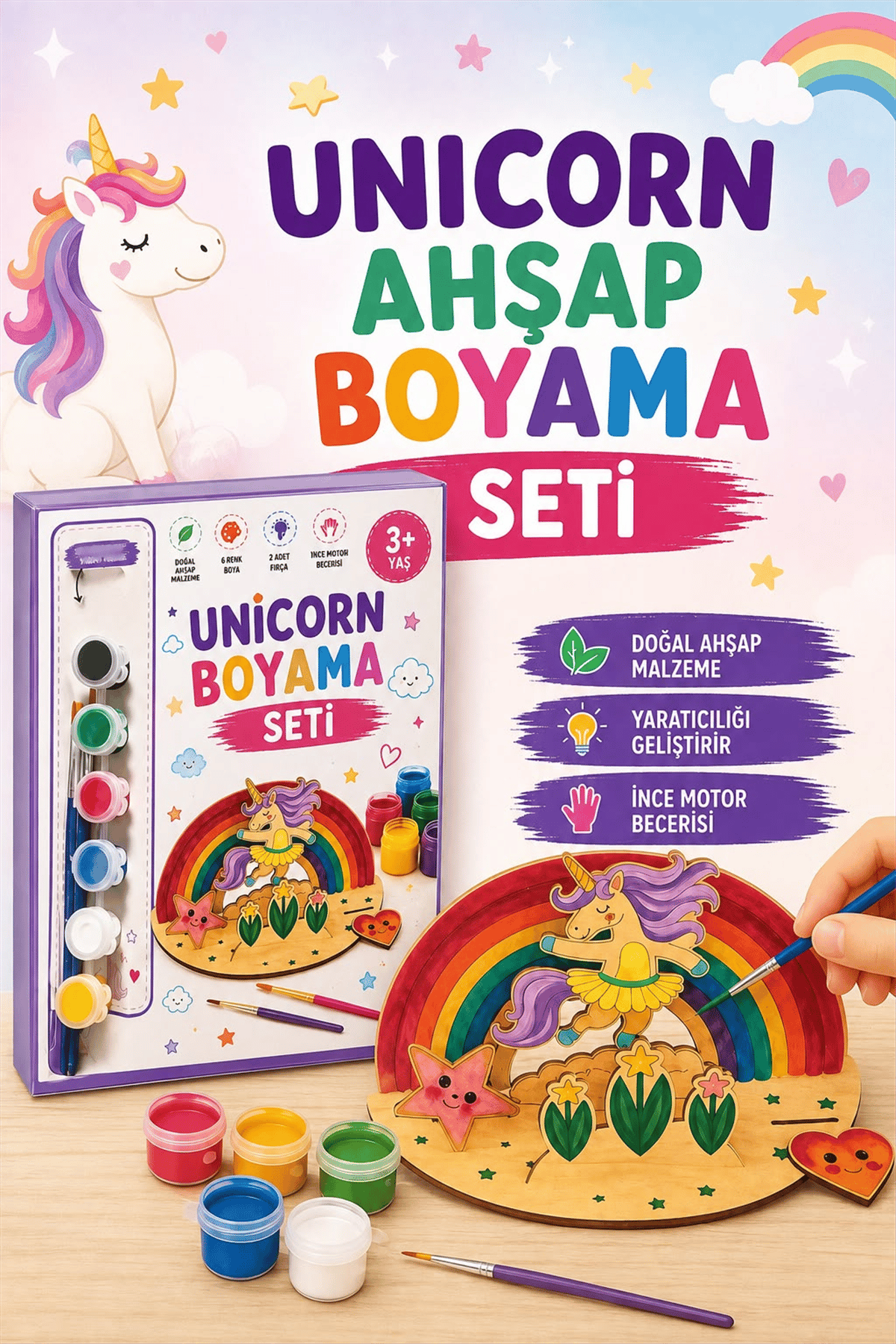 ALG-6024 UNICORN AHŞAP BOYAMA SETİ