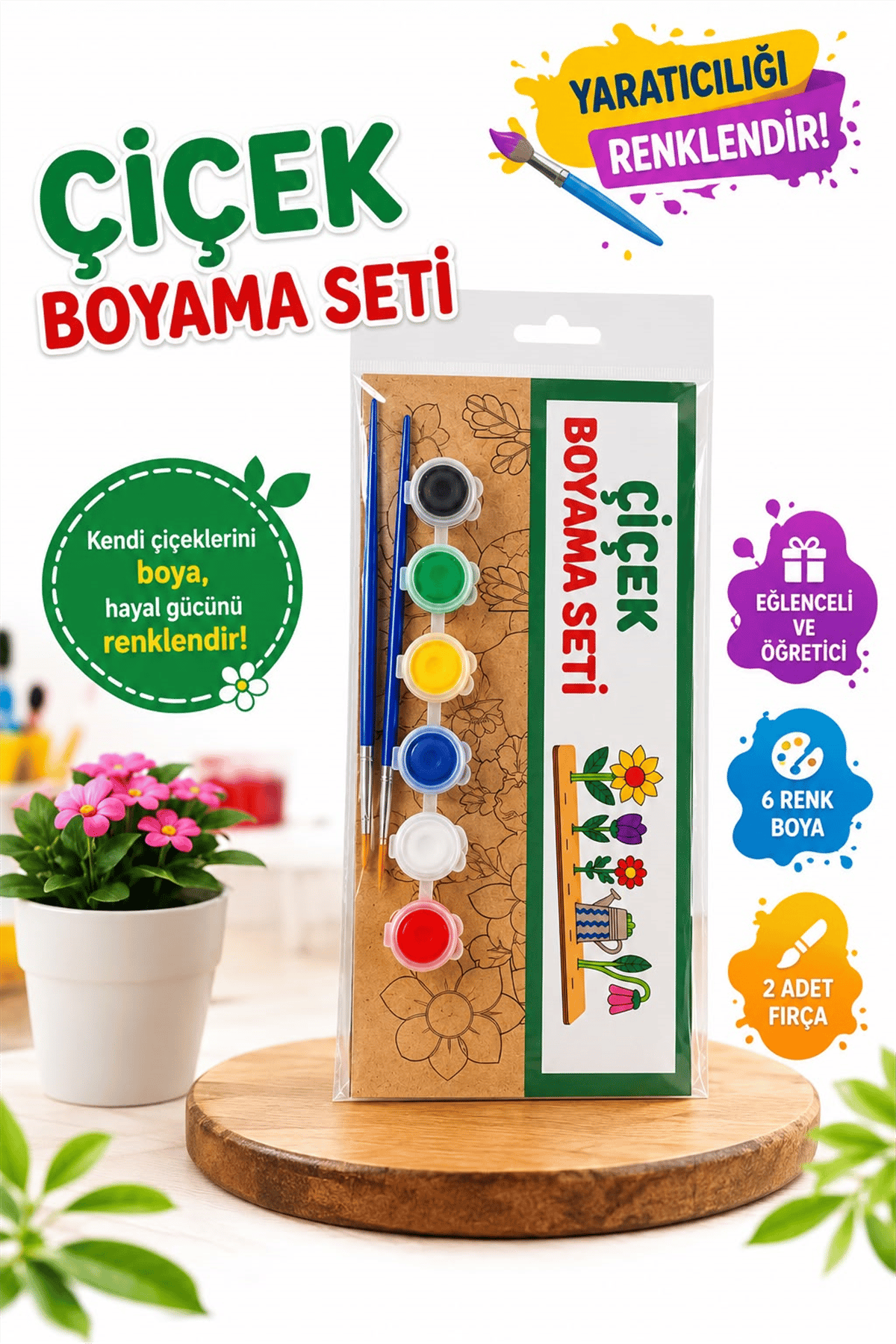 ALG ÇİÇEK MODEL AHŞAP BOYAMA SETİ 