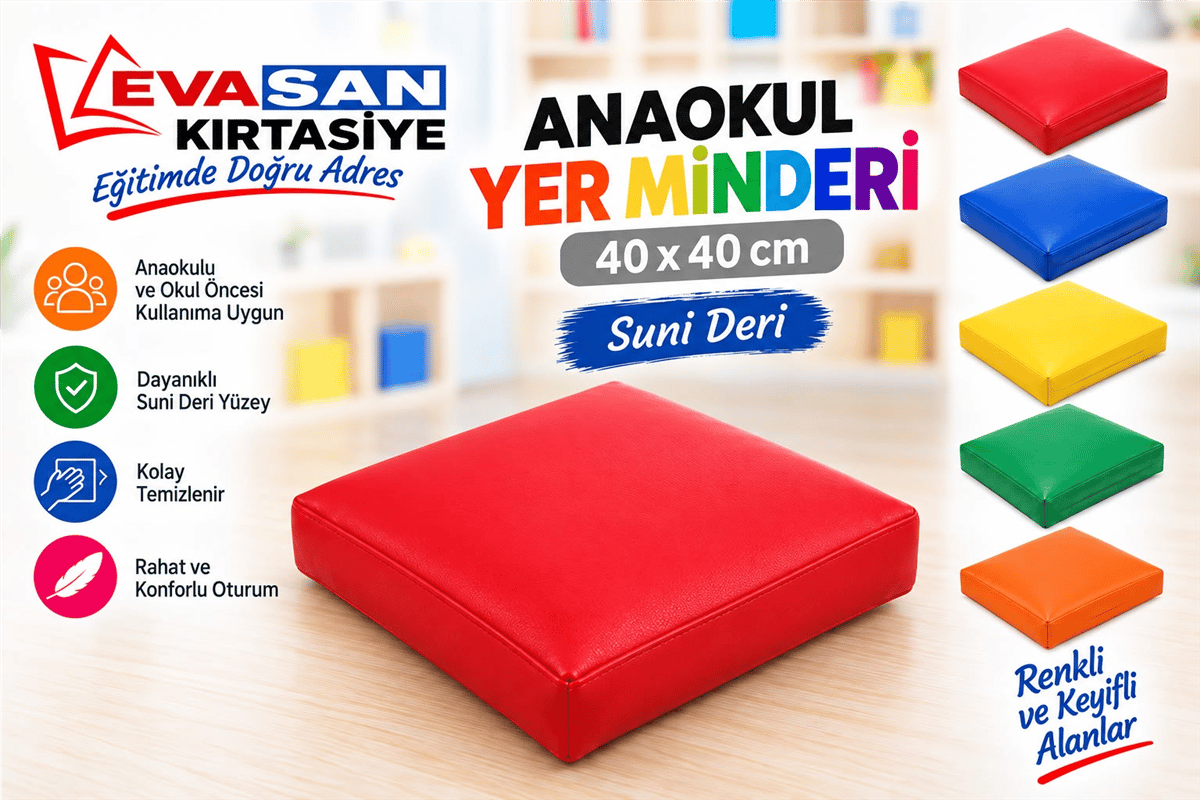 ANAOKUL YER MİNDERİ 40X40 cm SUNİ DERİ