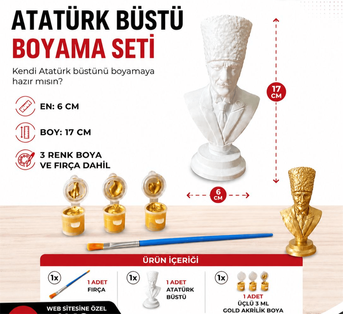 ATATÜRK BÜSTÜ BOYAMA SETİ 6cm X 17cm