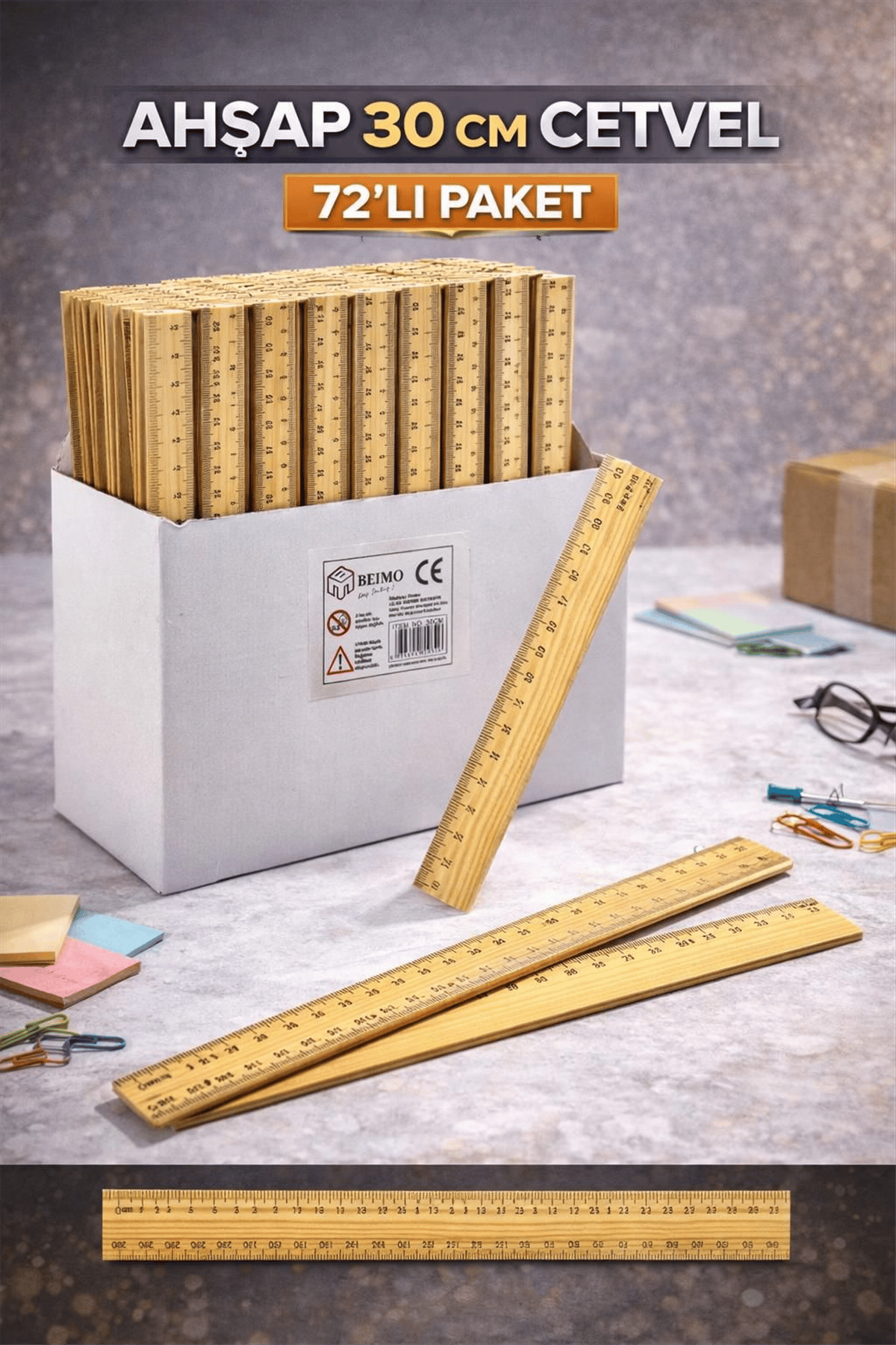 BEİMO 30 CM AHŞAP CETVEL PK:72 Lİ 