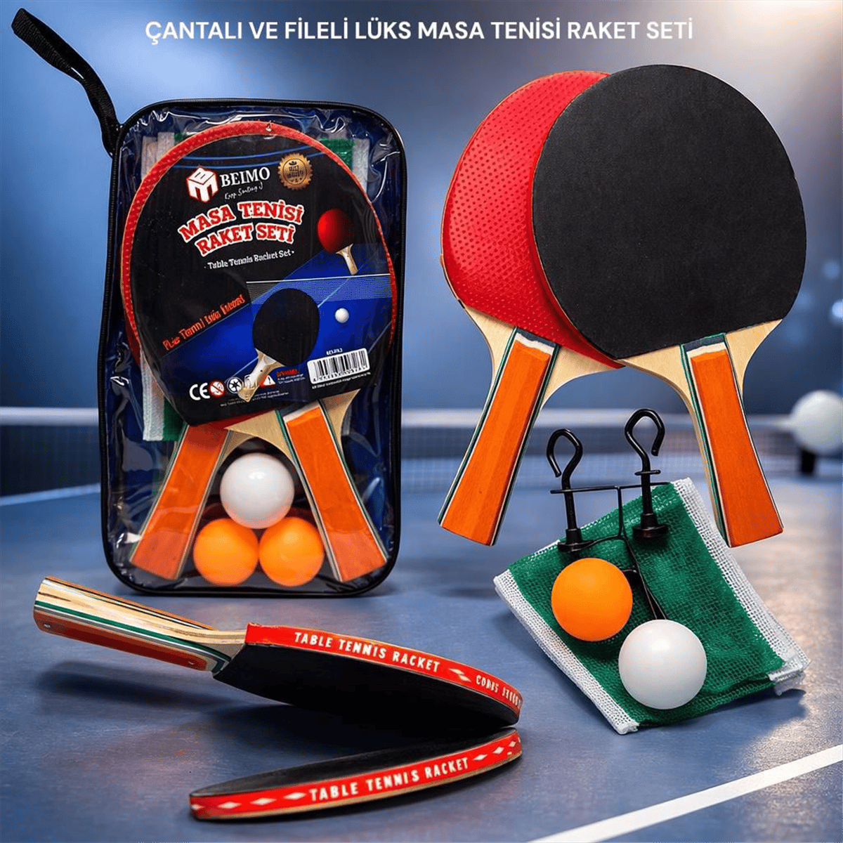 BEİMO ÇANTALI & FİLELİ LÜX MASA TENİSİ RAKET SETİ 