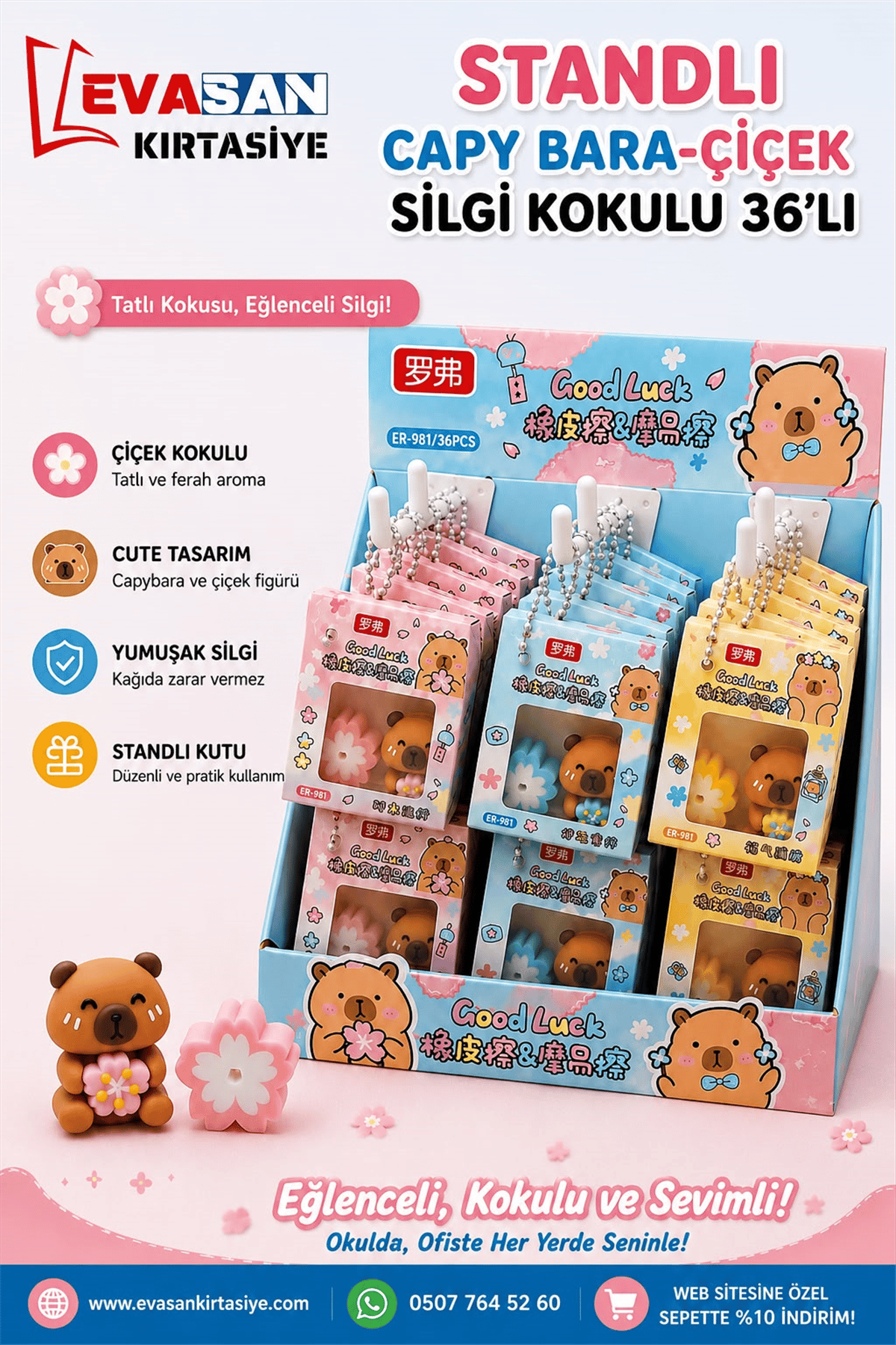 BEİMO ER-981 CAPYBARA-ÇİÇEK KOKULU SİLGİ STAND:36 LI