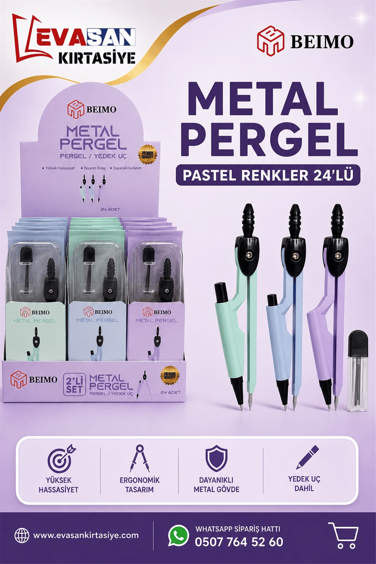 BEİMO METAL PERGEL PASTEL RENKLER PK:24 LÜ