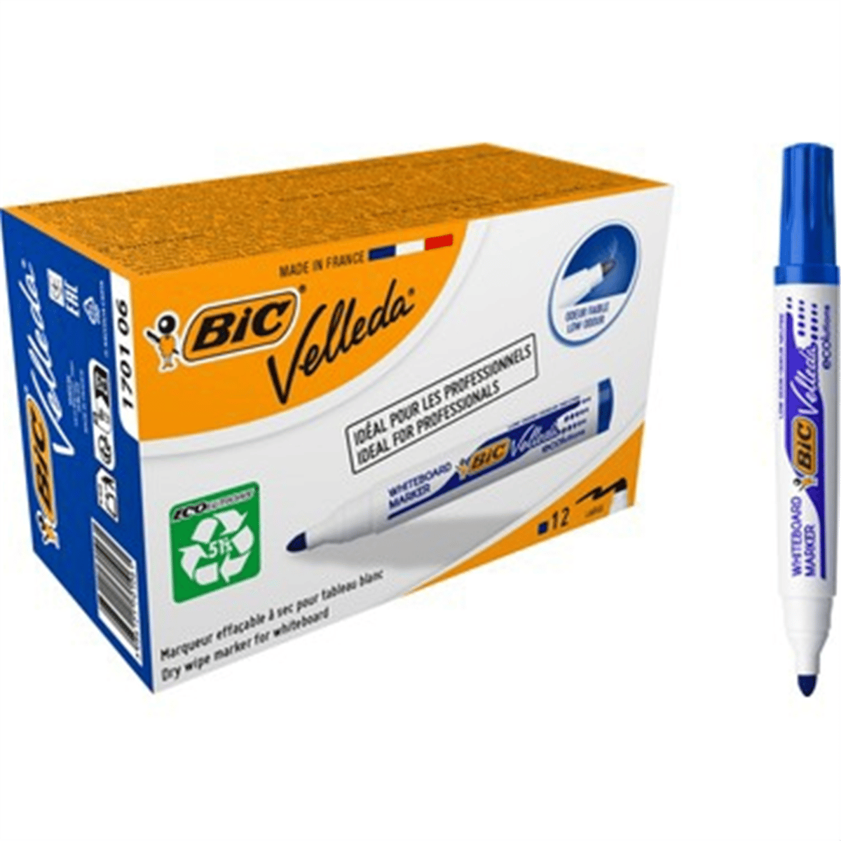 BİC 1701 BIC VELLEDA TAHTA KALEM ECO YUV.UÇ MAVİ PAK:12 Lİ