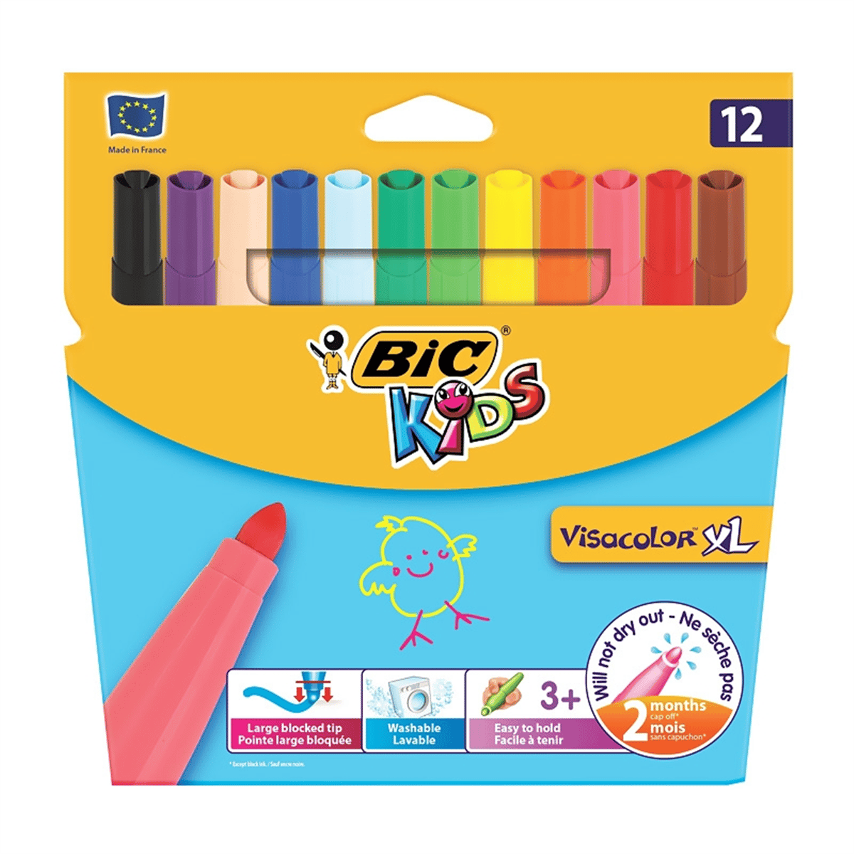 BİC ECO VISA YIKANABİLİR JUMBO KEÇELİ BOYA KALEMİ 12 RENK
