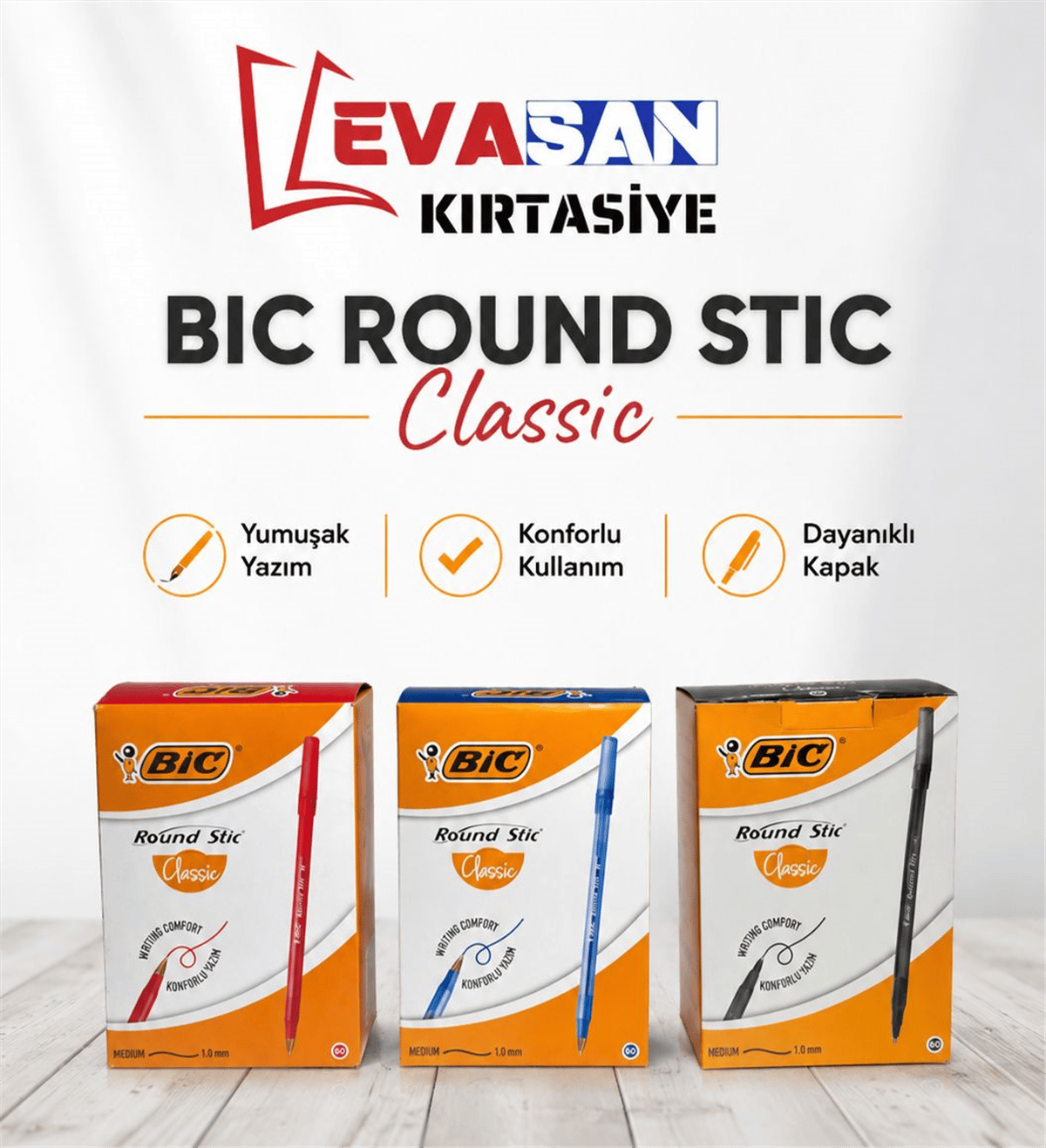 BİC ROUND TÜKENMEZ KALEM MAVİ  PK:60 LI