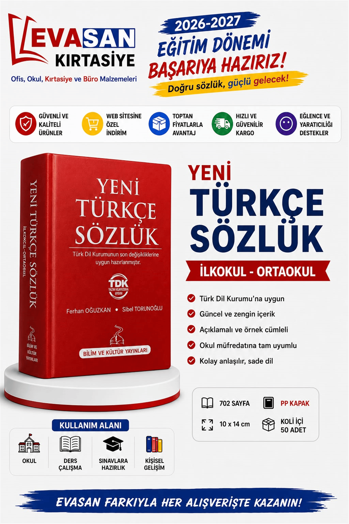 BİLİM 301 YENİ TÜRKÇE SÖZLÜK İLKOKUL-ORTAOKUL 702 SAYFA 10X14 *50