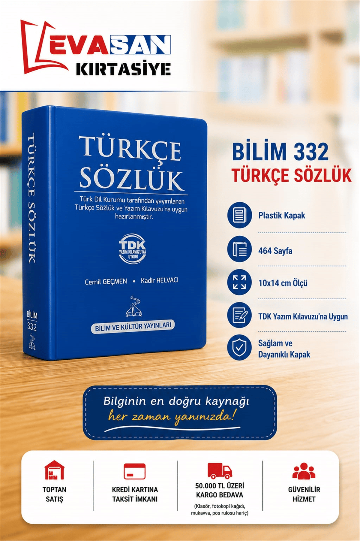 BİLİM 332 TÜRKÇE SÖZLÜK 464 SAYFA 10X14 *50