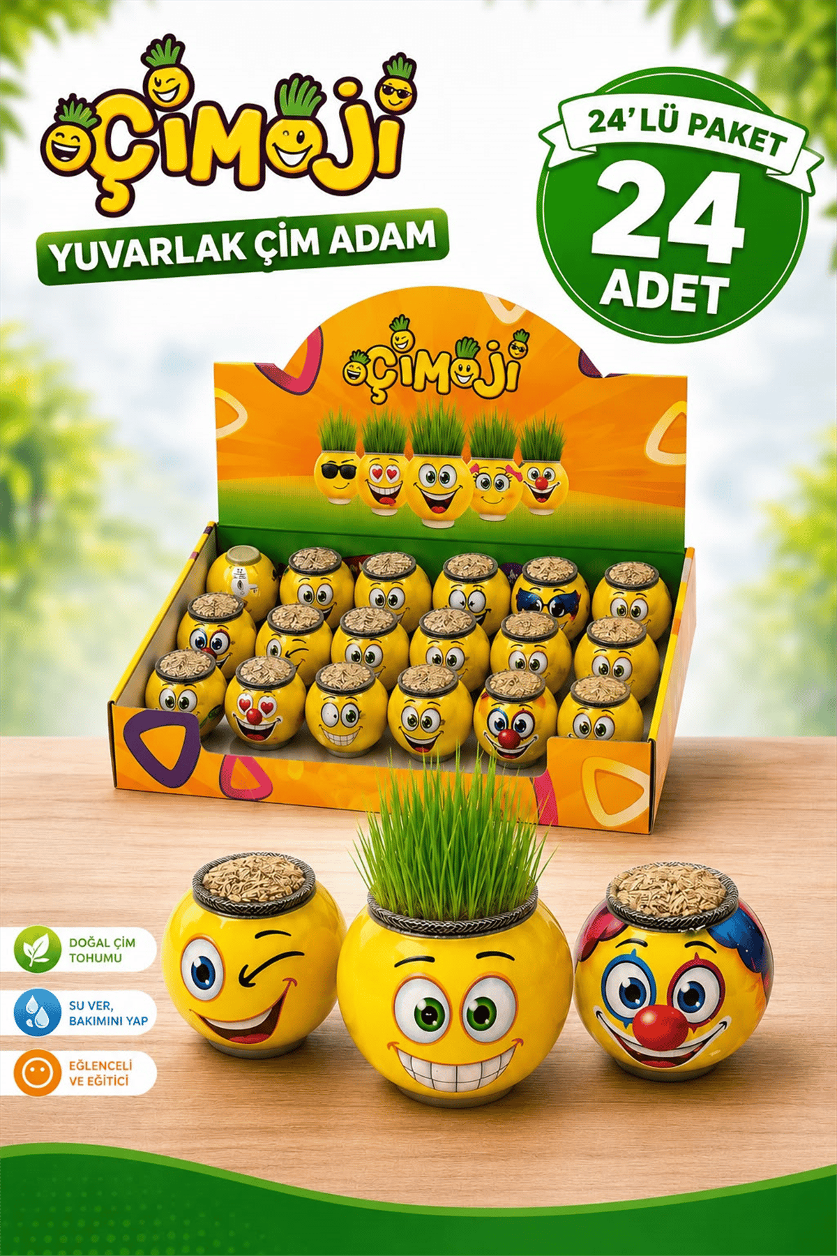 ÇİMOJİ YUVARLAK ÇİM ADAM 24 LÜ PK