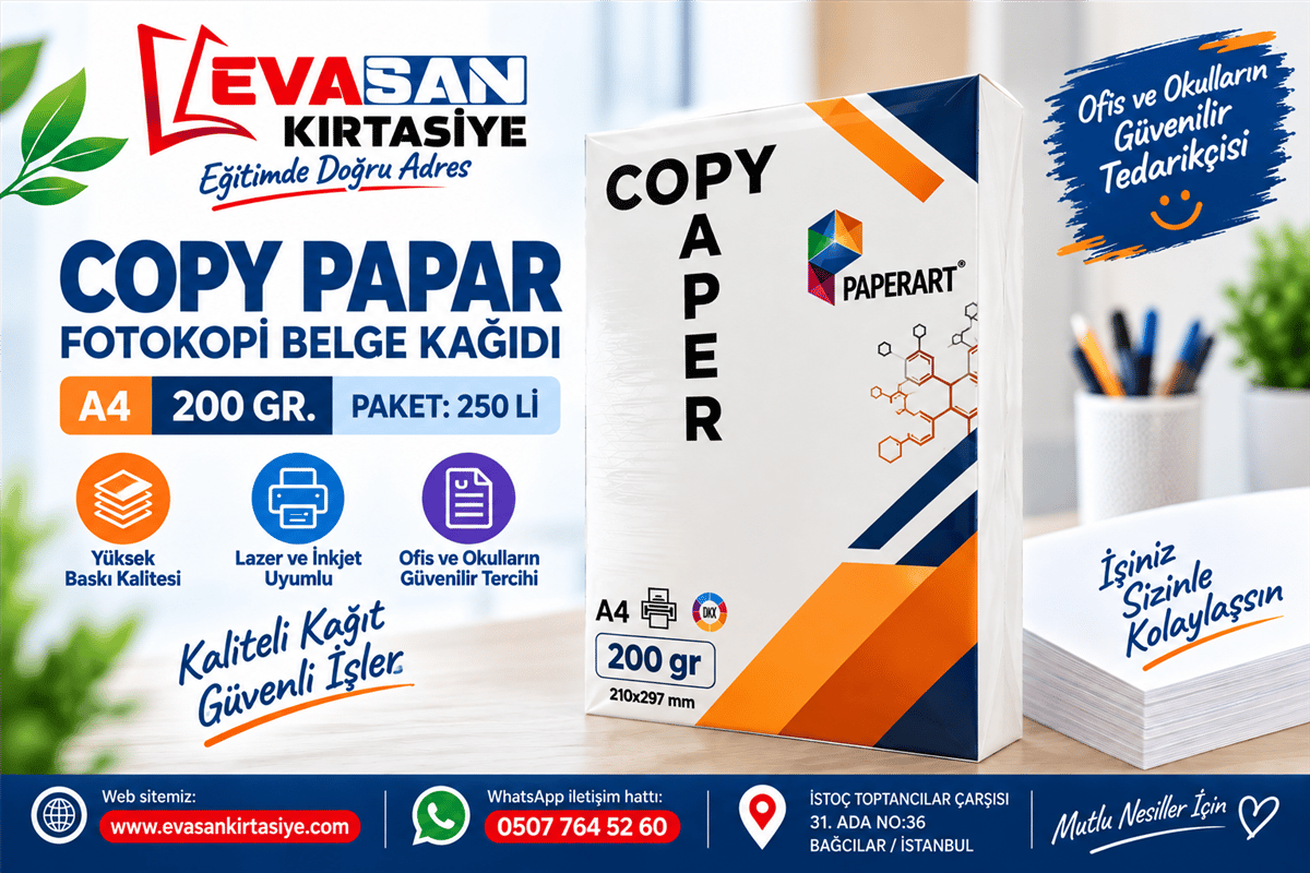 COPY PAPER FOTOKOBİ KAĞIDI 200 GR.250 Lİ