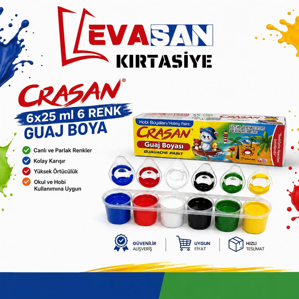 CRASAN 6X25 ML 6 RENK GUAJ BOYA
