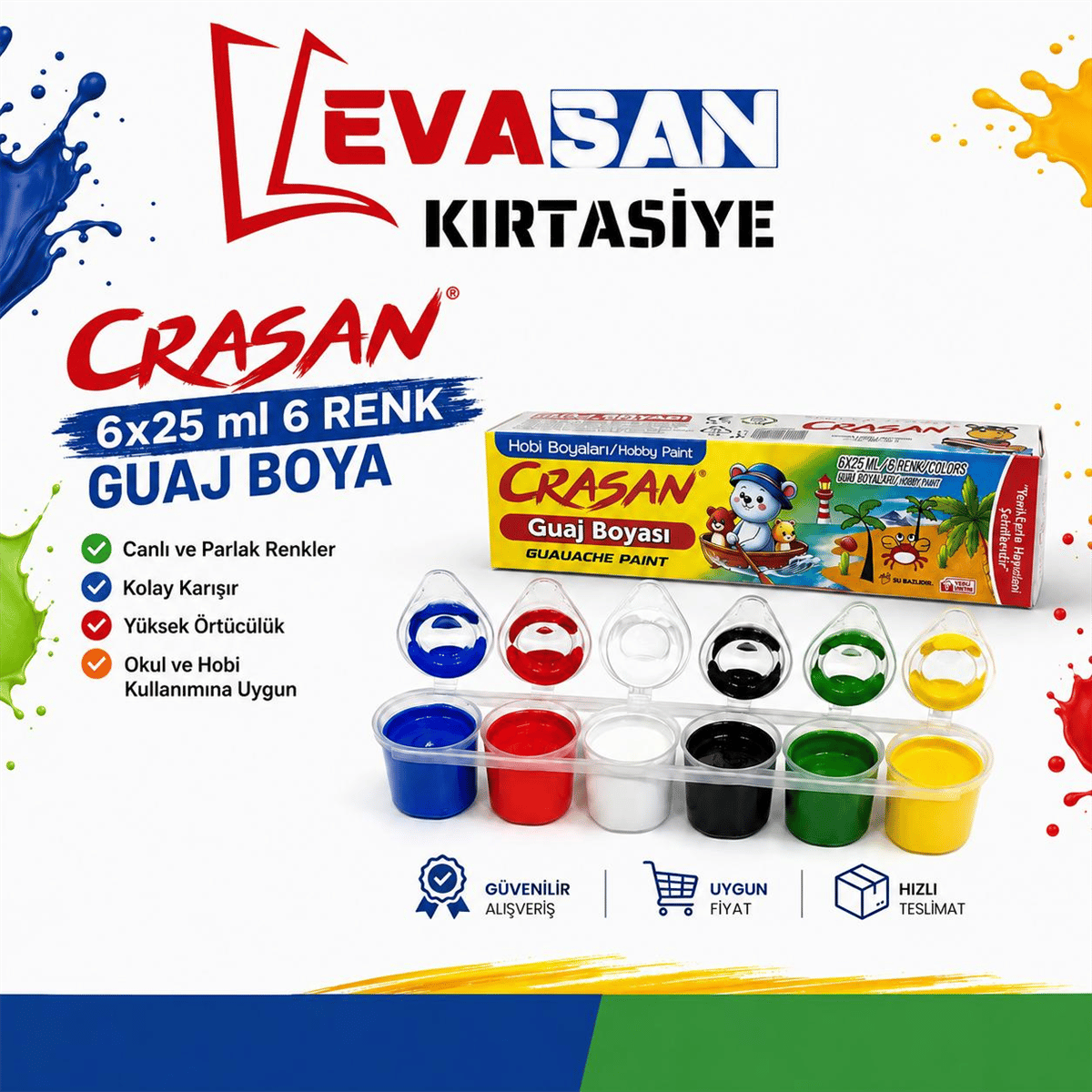 CRASAN 6X25 ML 6 RENK GUAJ BOYA