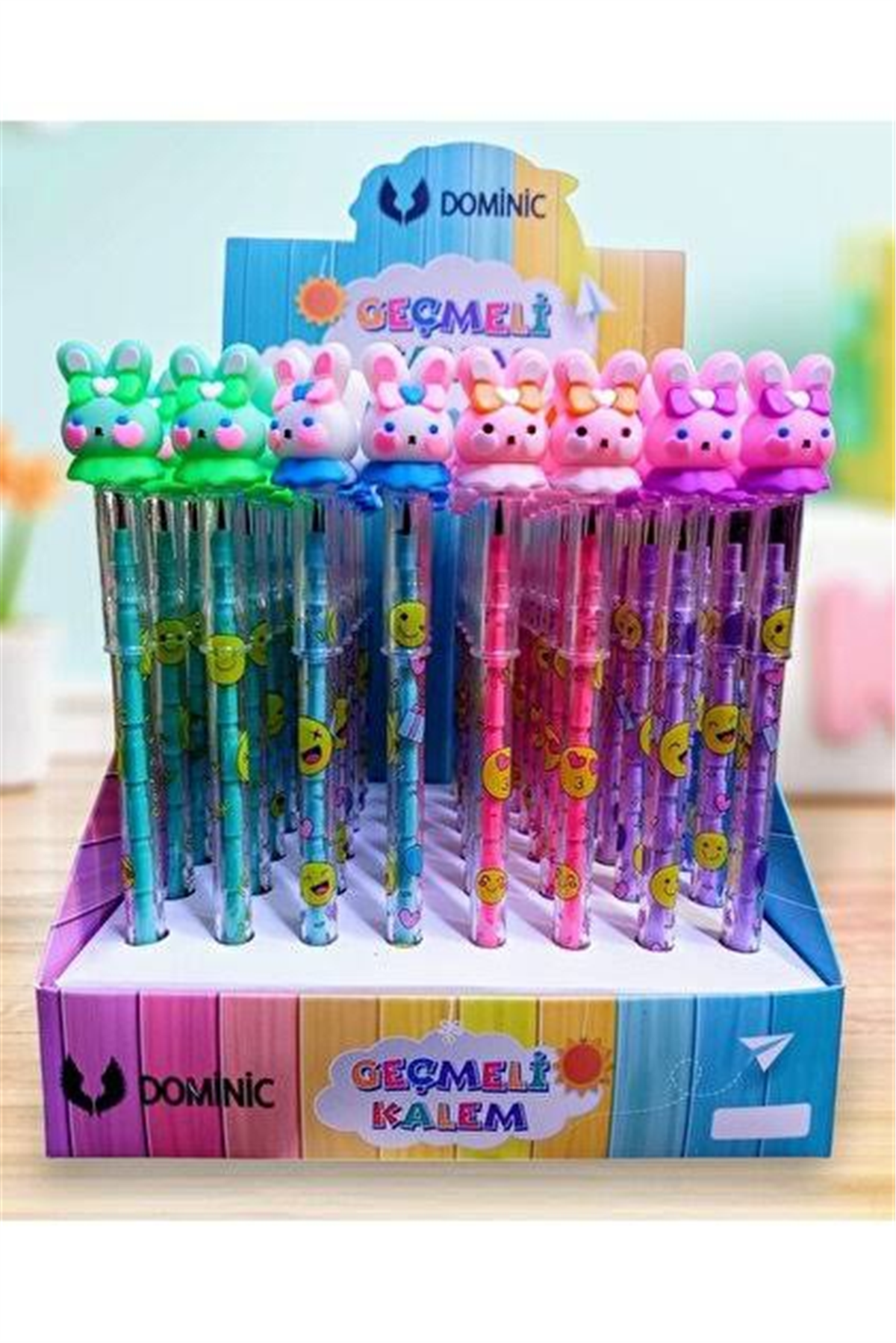 DOMİNİC TAVŞAN MODELLİ YUMURLAYAN KALEM 48 Lİ STAND 