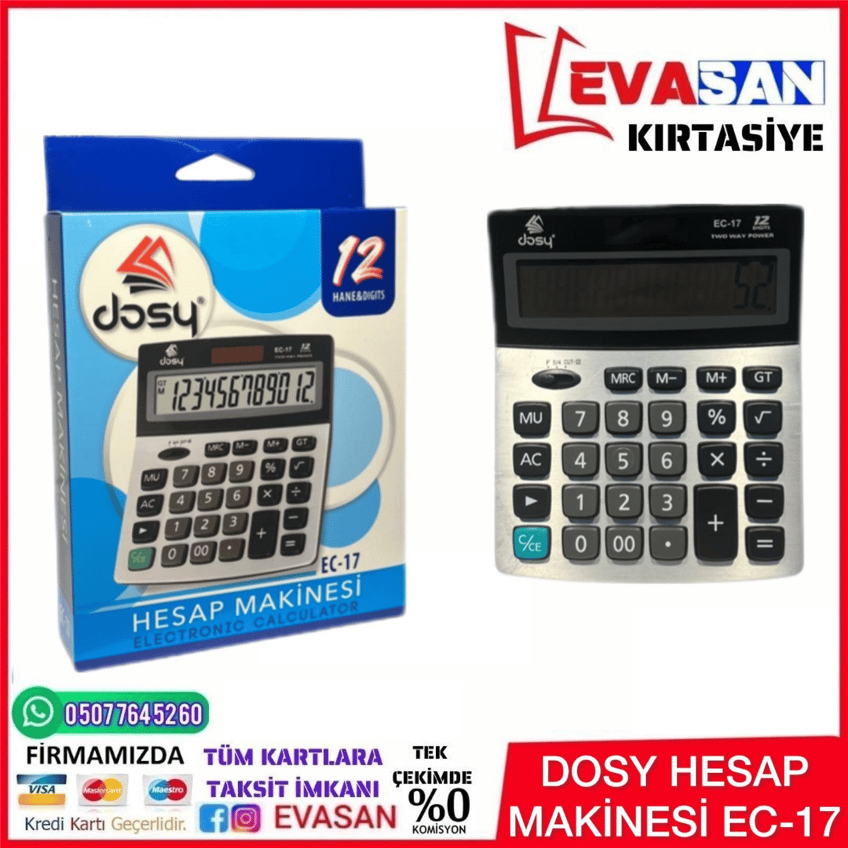 DOSY EC-17 HESAP MAKİNESİ 12 HANELİ 