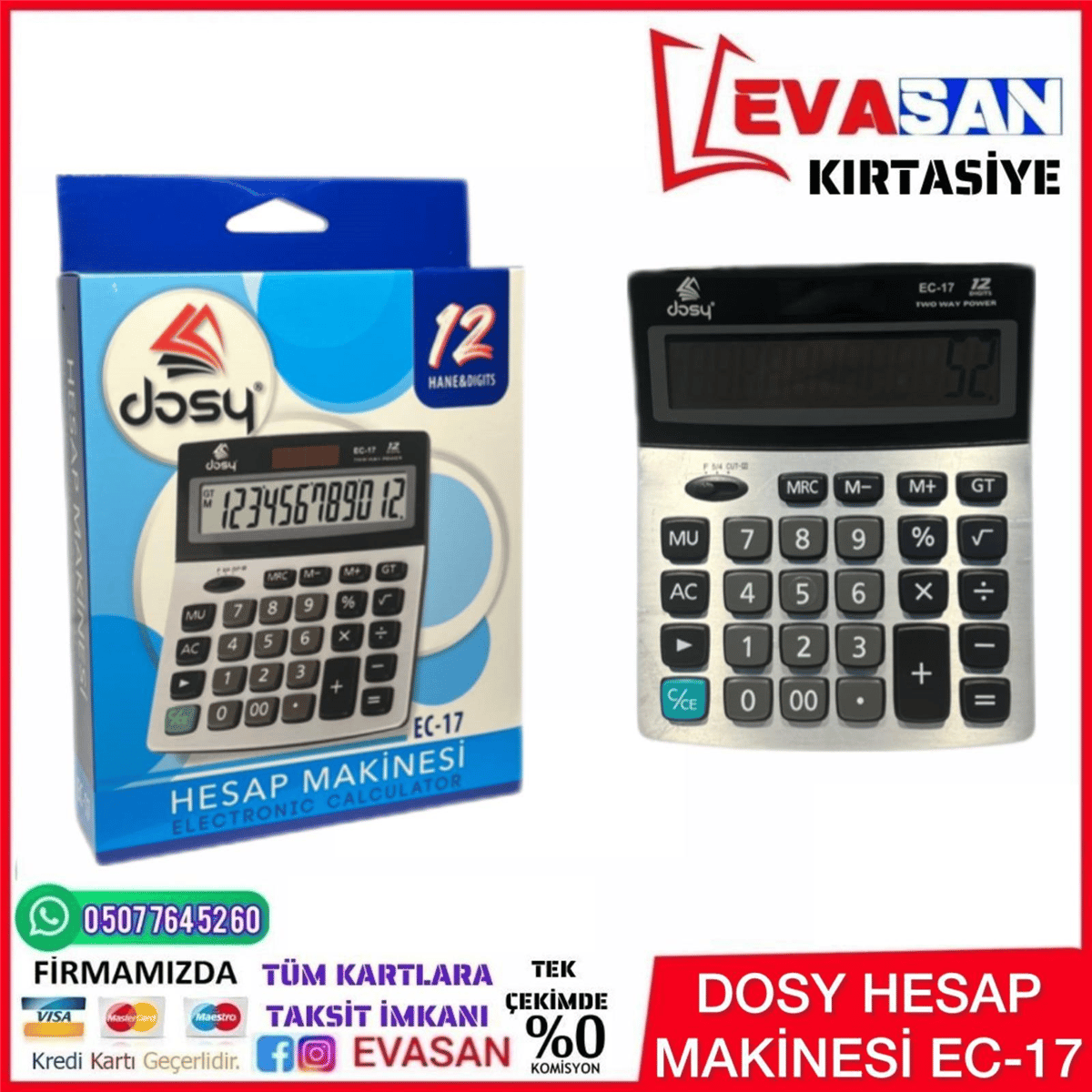 DOSY EC-17 HESAP MAKİNESİ 12 HANELİ 