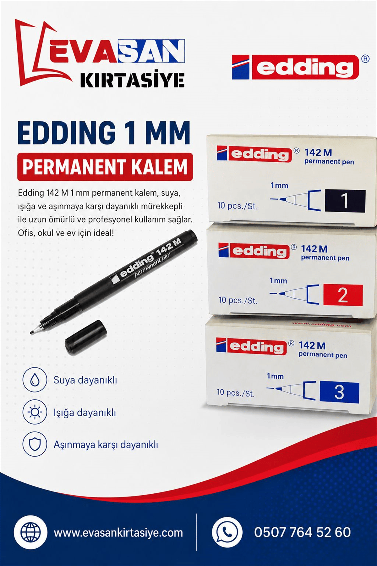 EDDİNG 142M PERMANENT KALEM 1 MM PK:10 LU