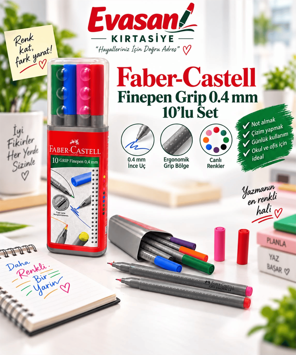 FABER FINEPEN GRIP 0.4 PLASTİK KUTU PK:10 LU