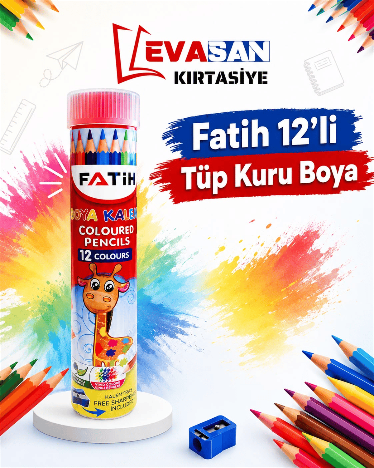 FATİH 12 Lİ TÜP KURU BOYA 12 Lİ STAND 
