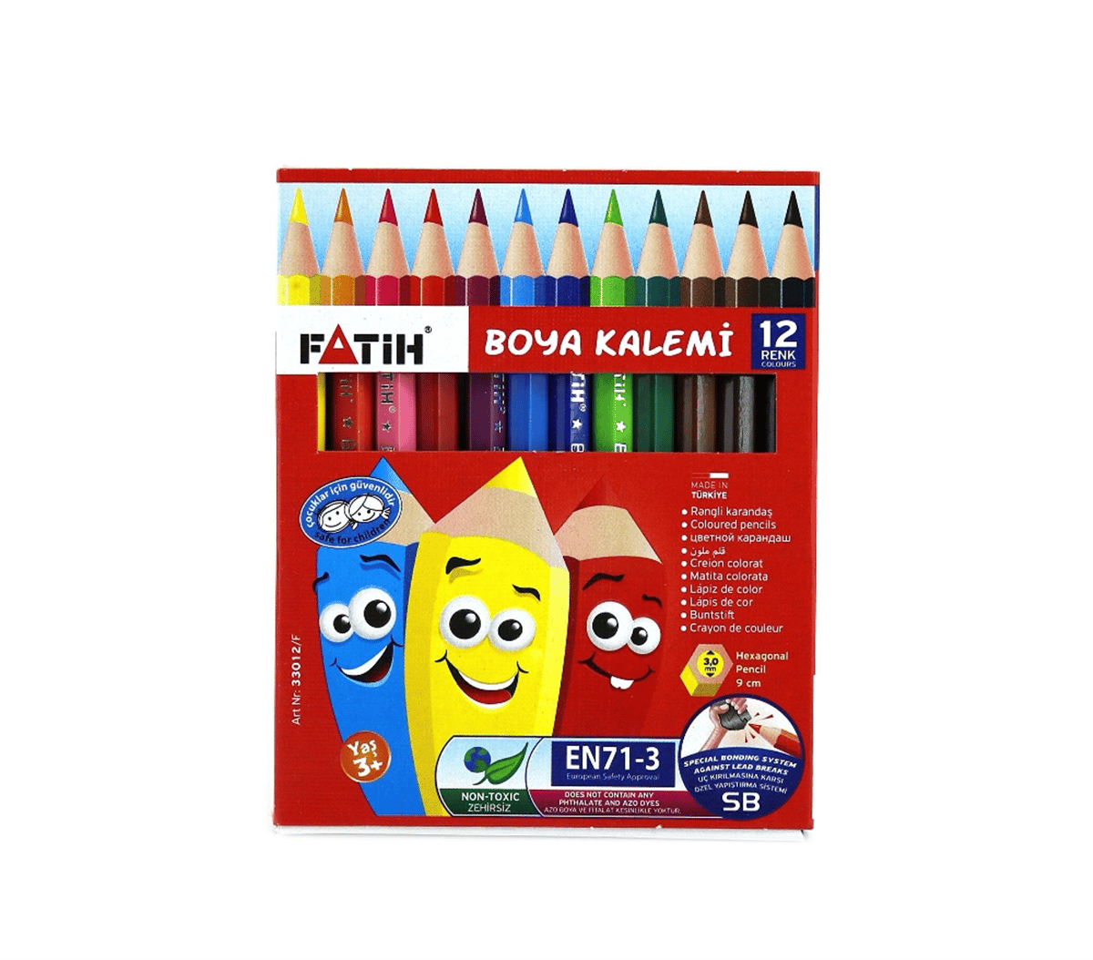 FATİH 12 RENK YARIM BOY KURU BOYA *480