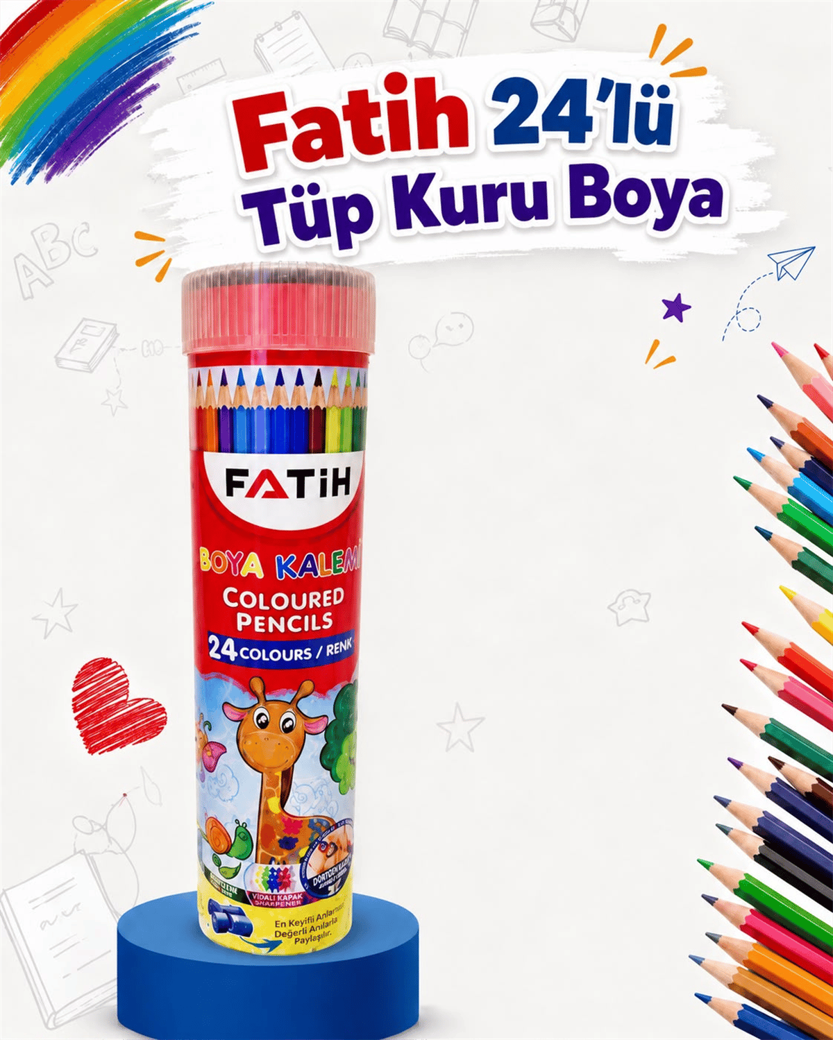 FATİH 24 LÜ TÜP KURU BOYA 12 Lİ STAND 