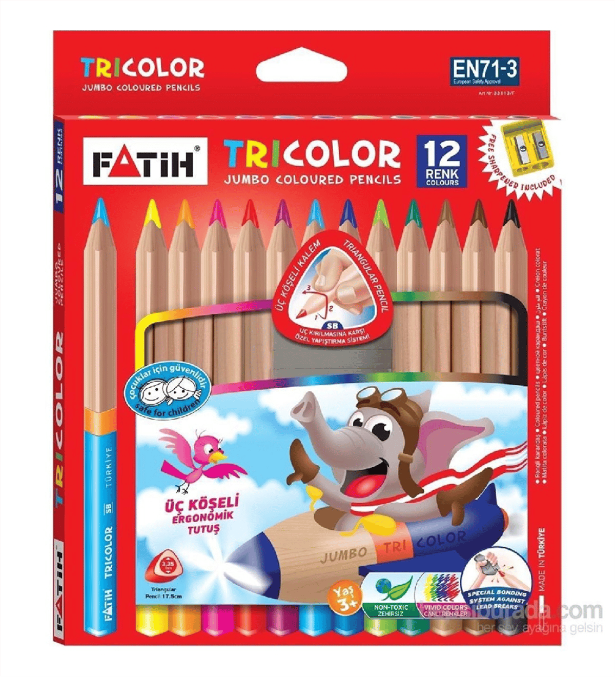 FATİH JUMBO ÜÇGEN KURUBOYA 12 RENK TB TRİANGOLAR *120