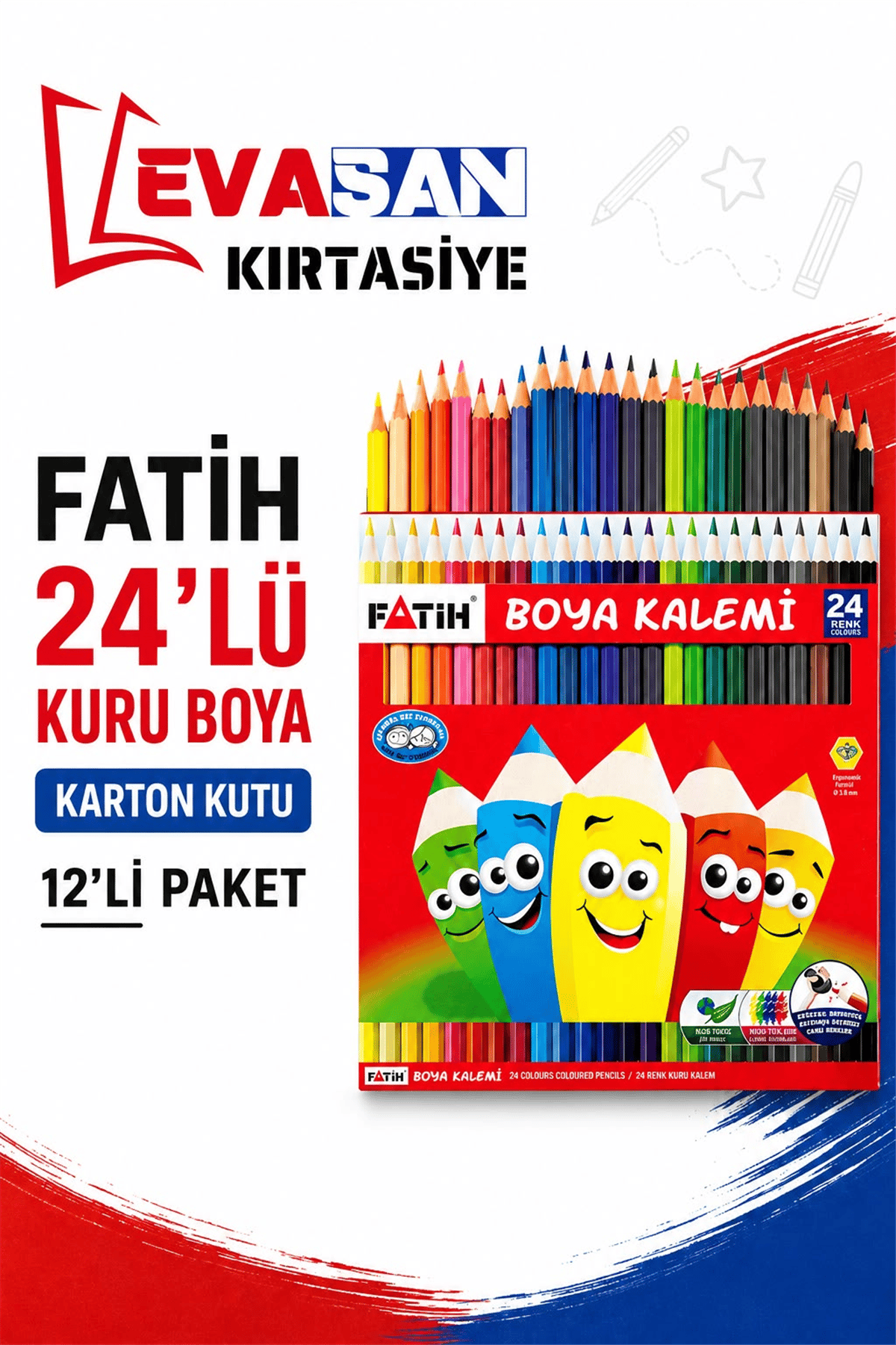 FATİH KURUBOYA 24 RENK KARTON KUTU  *144