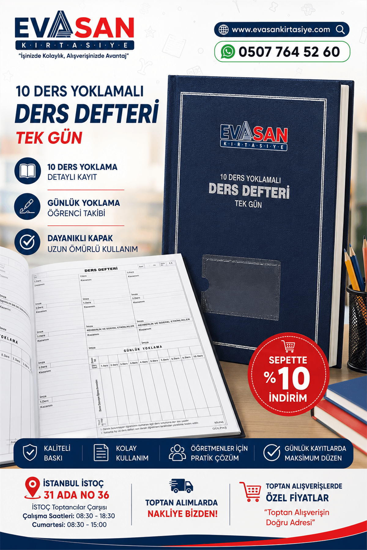GÜLPAŞ İMPERTEKS CİLTLİ YOKLAMALI DERS DEFTERİ TEK GÜN