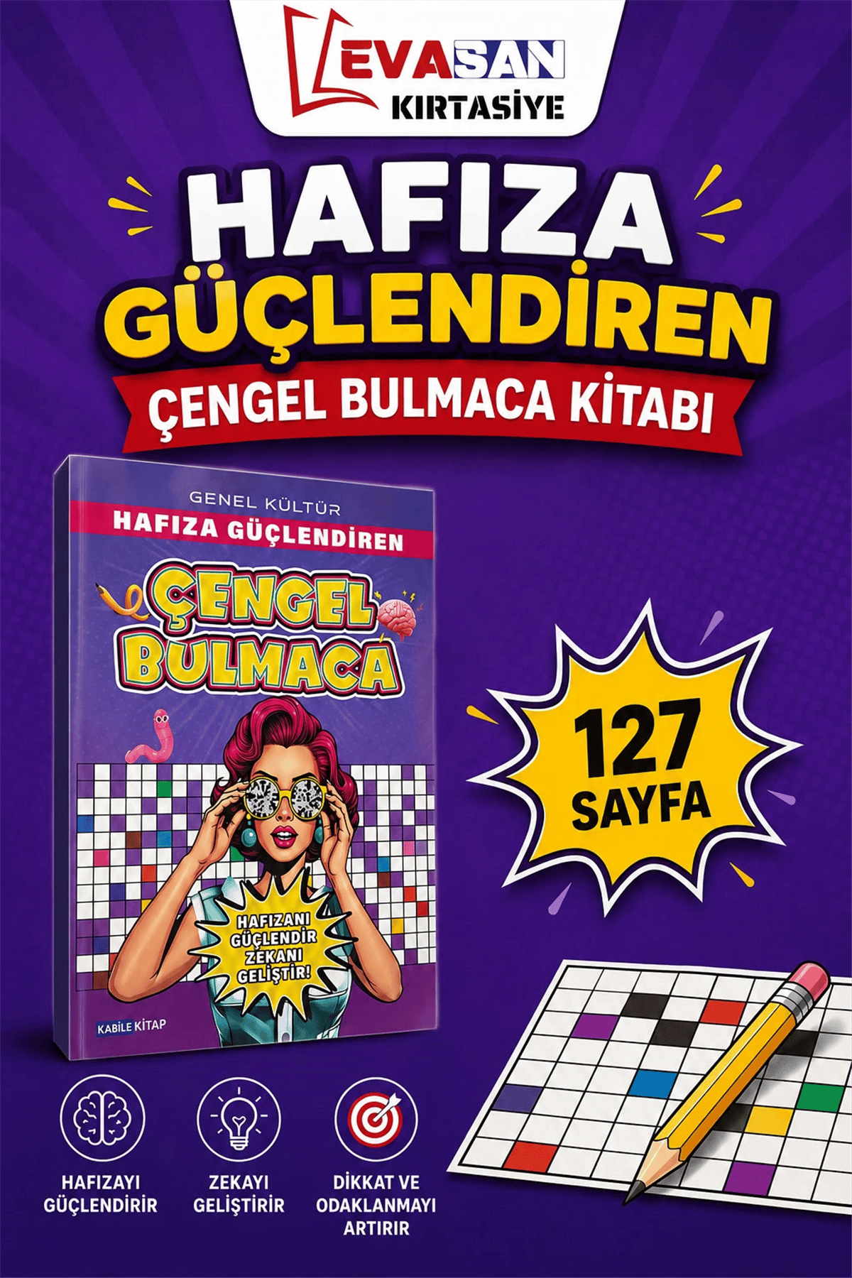 HAFIZA GÜÇLENDİREN ÇENGEL BULMACA KİTABI 127 SAYFA 