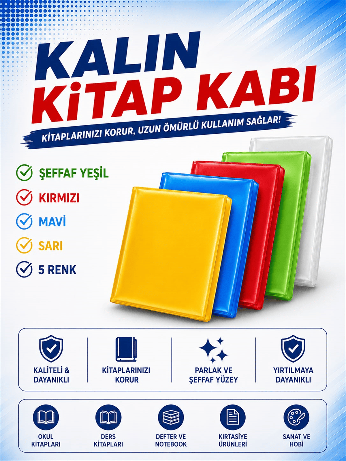 HAZIR KİTAP KABI BUZLU RENKLİ 50 Lİ*20