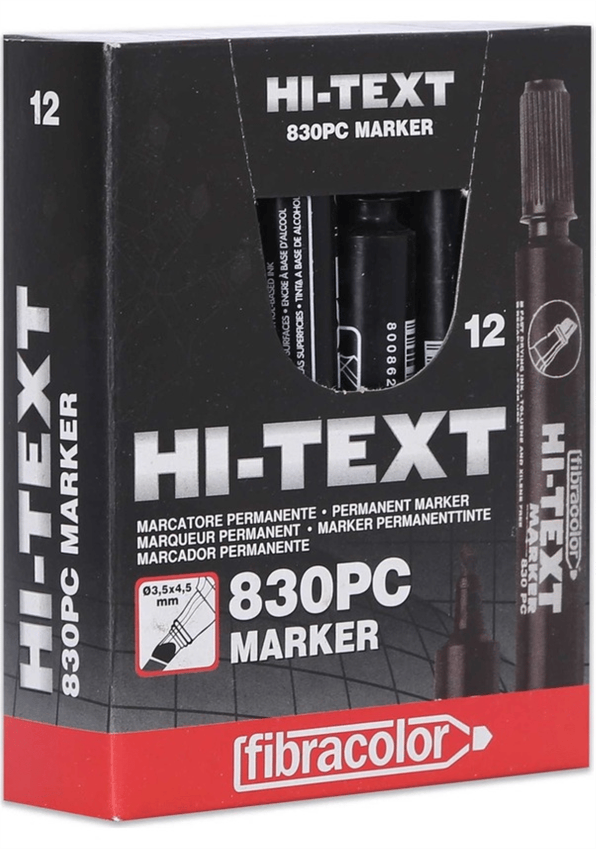 Hİ-TEXT KESİK UÇ KOLİ KALEMİ SİYAH PK:12 Lİ