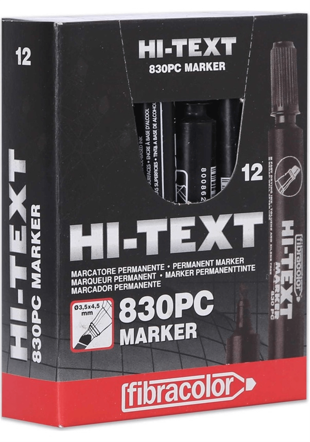 Hİ-TEXT KESİK UÇ KOLİ KALEMİ SİYAH PK:12 Lİ