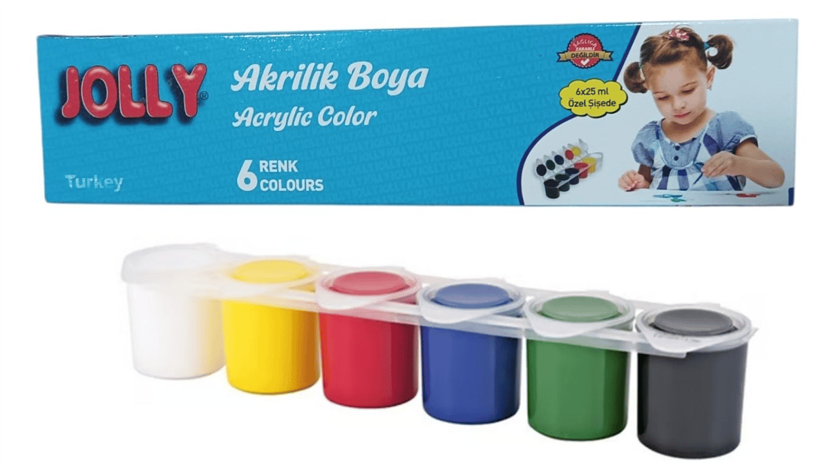 JOLLY 608 AKRİLİK BOYA ASKILI 6 RENK 25 ML *72