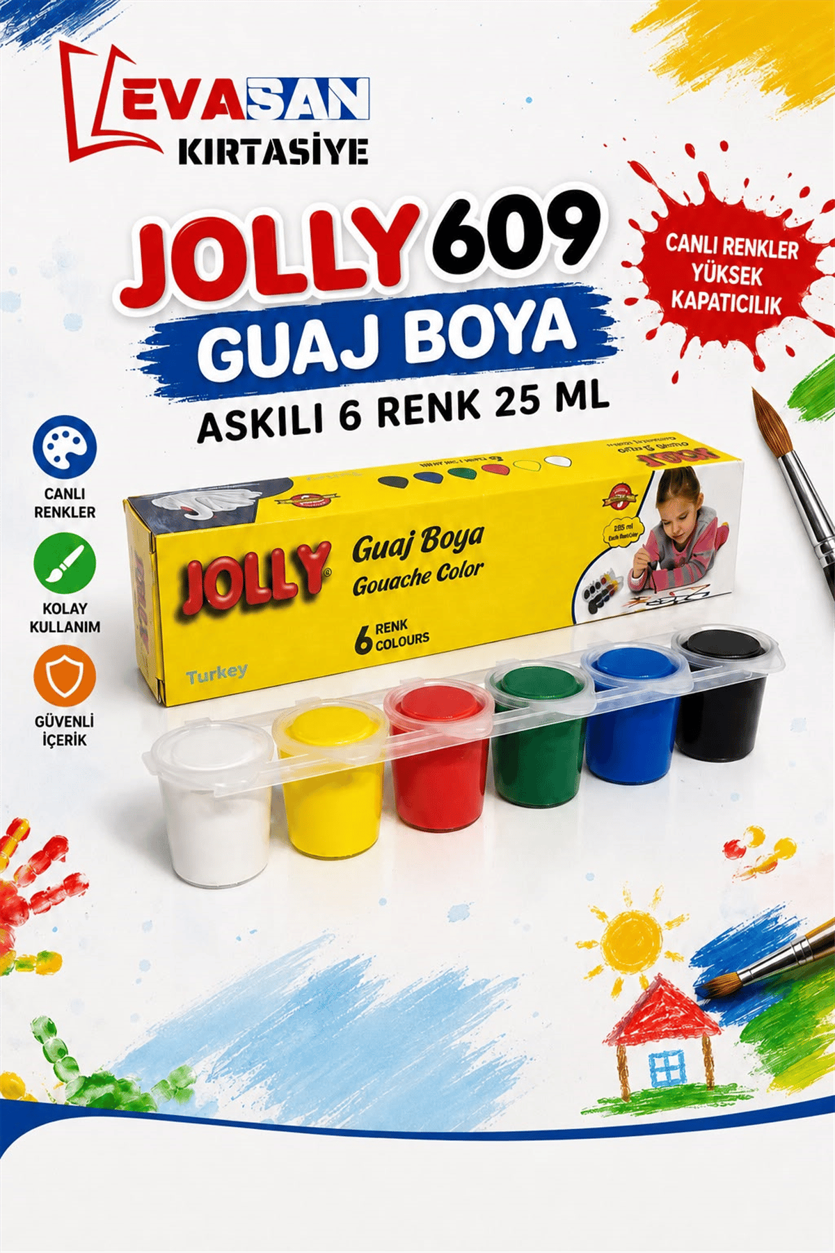 JOLLY 609 GUAJ BOYA ASKILI 6 RENK 25 ML *72
