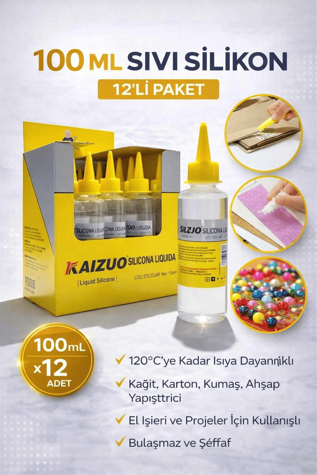 KAIZUO 100 ML SIVI SİLİKON PK:12 Lİ